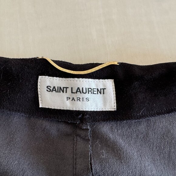 SAINT LAURENT Suede Biker Zipped Detailed Pants - Picture 8 of 12